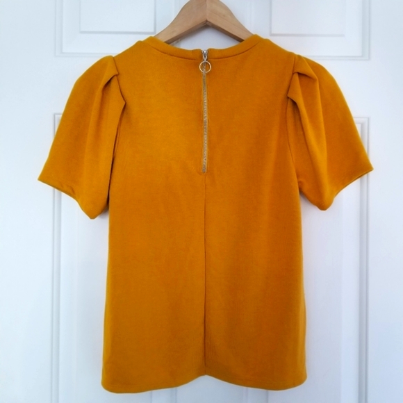 FOREVER 21 Mustard Yellow Puff Sleeve Top - Picture 3 of 11